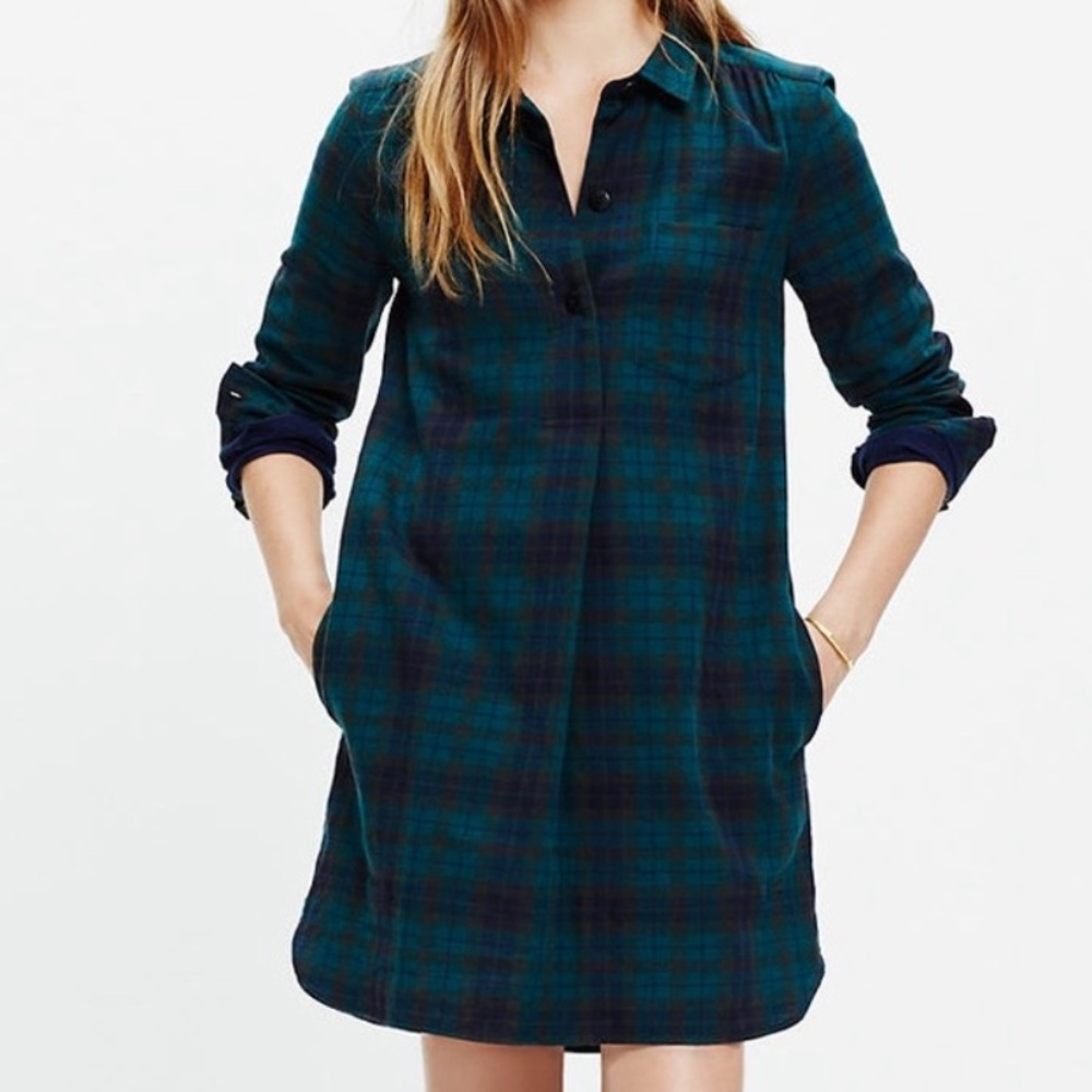 💙 Madewell “Alma Plaid” Cotton Shirt Dress — NWT 💙 SZS